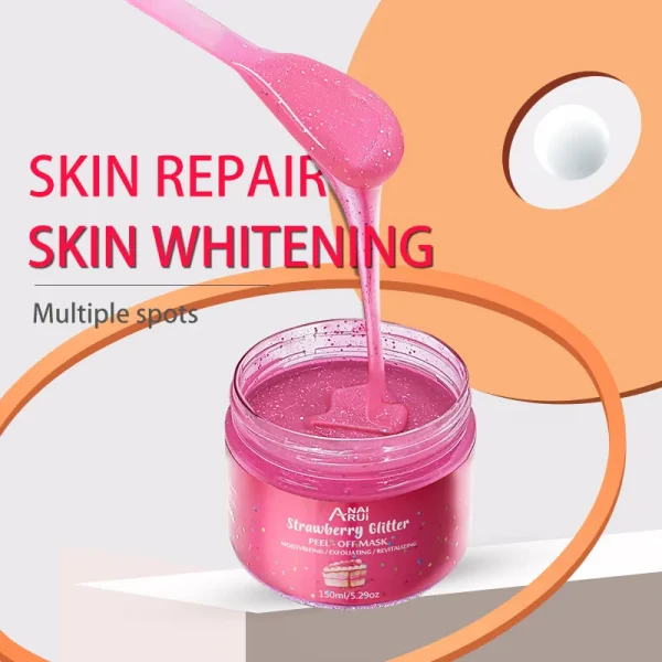 Private Label Moisturizing Exfoliating Acne strawberry glitter Peel Off Face Mask