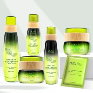 Private label Natural organic AHA & BHA Acne Treatment face skin care set