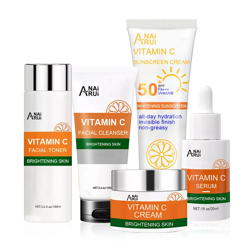 Skin Care Kit Vitamin C Anti Aging Whitening Brighten face cleanser/ toner/cream/serum/sunscreen Skin Care Skin Care Product set