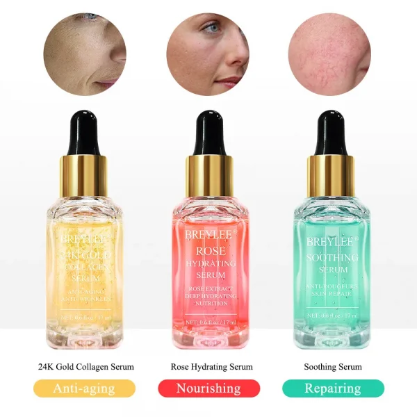 Serum Series Hyaluronic Acid Vitamin C Whitening Face Skin Care Rose Nourish 24k Gold Firm Soothing Repair Face Serum - Image 3