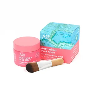 Pink Clay Porefining Face Mask Skin Care | Pink Clay Face Mask | Pore Minimizer & Pore Cleaner with Face Mask Brush