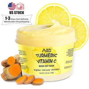 Turmeric Vitamin C Ice-Cream Mask Soothing Acne Dark Spots Hydrating and Collagen Wash-off Facial Mask for Dry