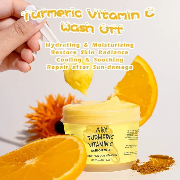 Turmeric Vitamin C Ice-Cream Mask Soothing Acne Dark Spots Hydrating and Collagen Wash-off Facial Mask for Dry - Image 2