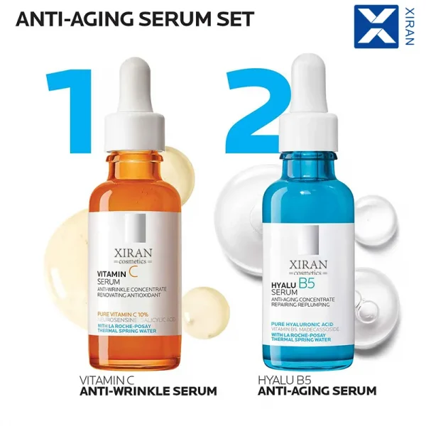 Private Label Spf Dark Spots Removal Facial Serum Hyaluronic acid Vitamin C 10% Retinol 0.3% Anti Aging Serum Set - Image 2