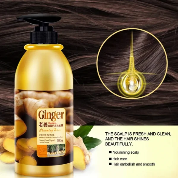 Natural Ginger Shampoo Without Silicone Oil Deep Cleaning Dandruff Nourishing Oil-Control Itching Health Hair Care - Image 2