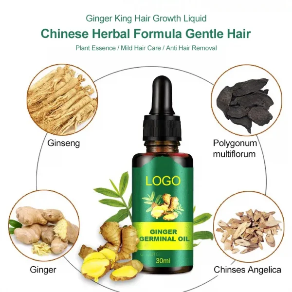 Hot sale 30ml Hair Loss Treatment Growth Oil Nutrient Solution natural organic ginger hair growth essence 7 days for man woman - Image 3