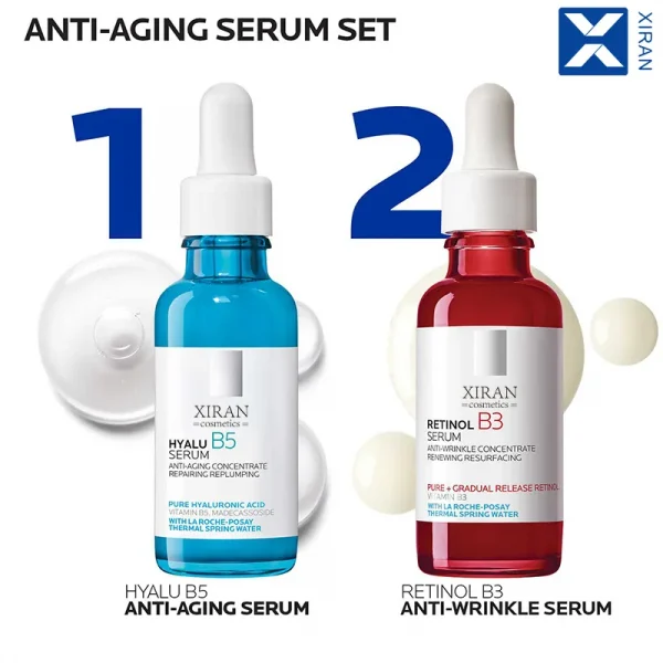 Private Label Spf Dark Spots Removal Facial Serum Hyaluronic acid Vitamin C 10% Retinol 0.3% Anti Aging Serum Set - Image 3