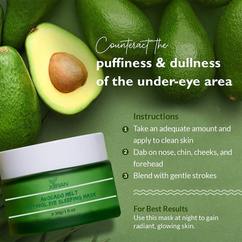 private label avocado retinol under eye mask reduce dark circles wrinkles anti aging
