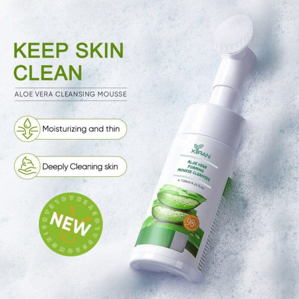 private label aloe vera cleansing mousse with brush oil control 3 in 1 foam cleanser