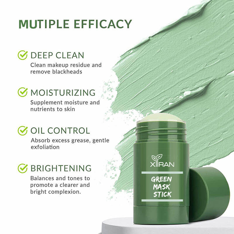 Masque Visage Bâton Au Thé Vert Pour Points Noirs Et Anti-acné - 70g - Ingrédients Naturels - Neuf