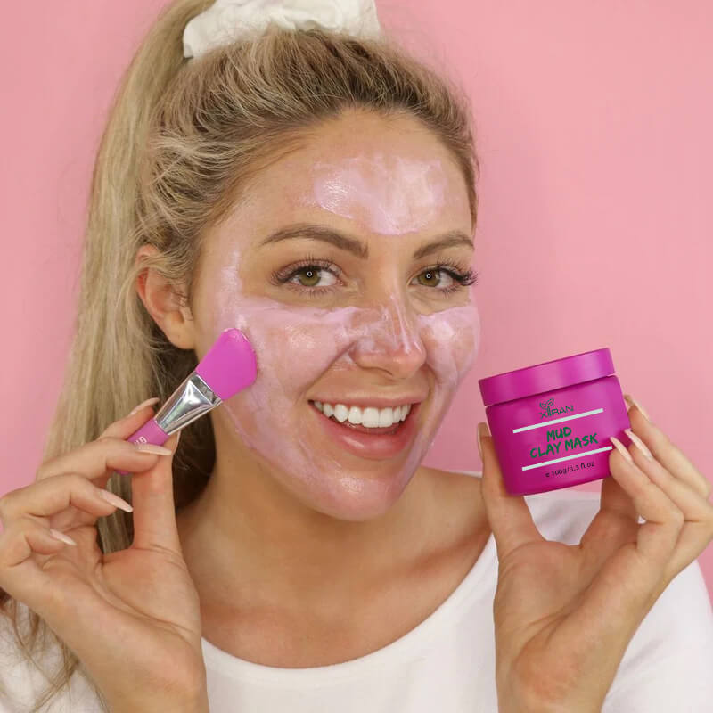 private label custom face mud clay mask with vitamin c, hyaluronic acid for brightening, whitening exfoliating