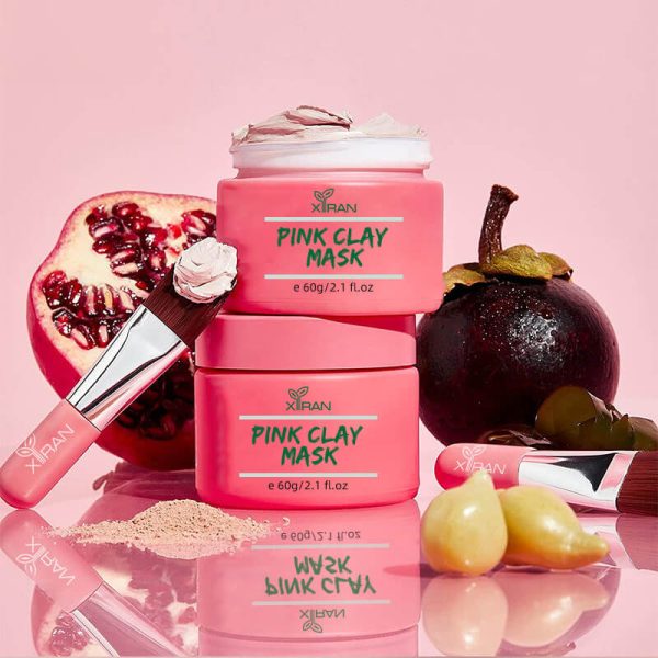 private label brightening anti acne pink clay mask for blackheads, enlarged pores and pigmentation