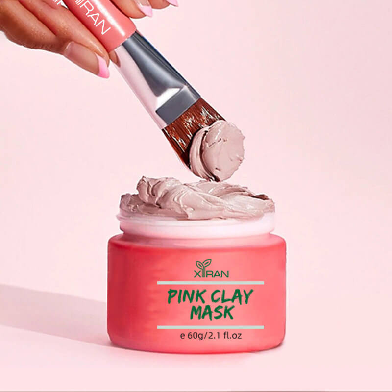 private label brightening anti acne pink clay mask for blackheads, enlarged pores and pigmentation