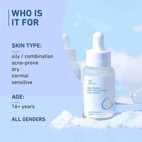 private label 10% niacinamide face serum with rice water brightening serum