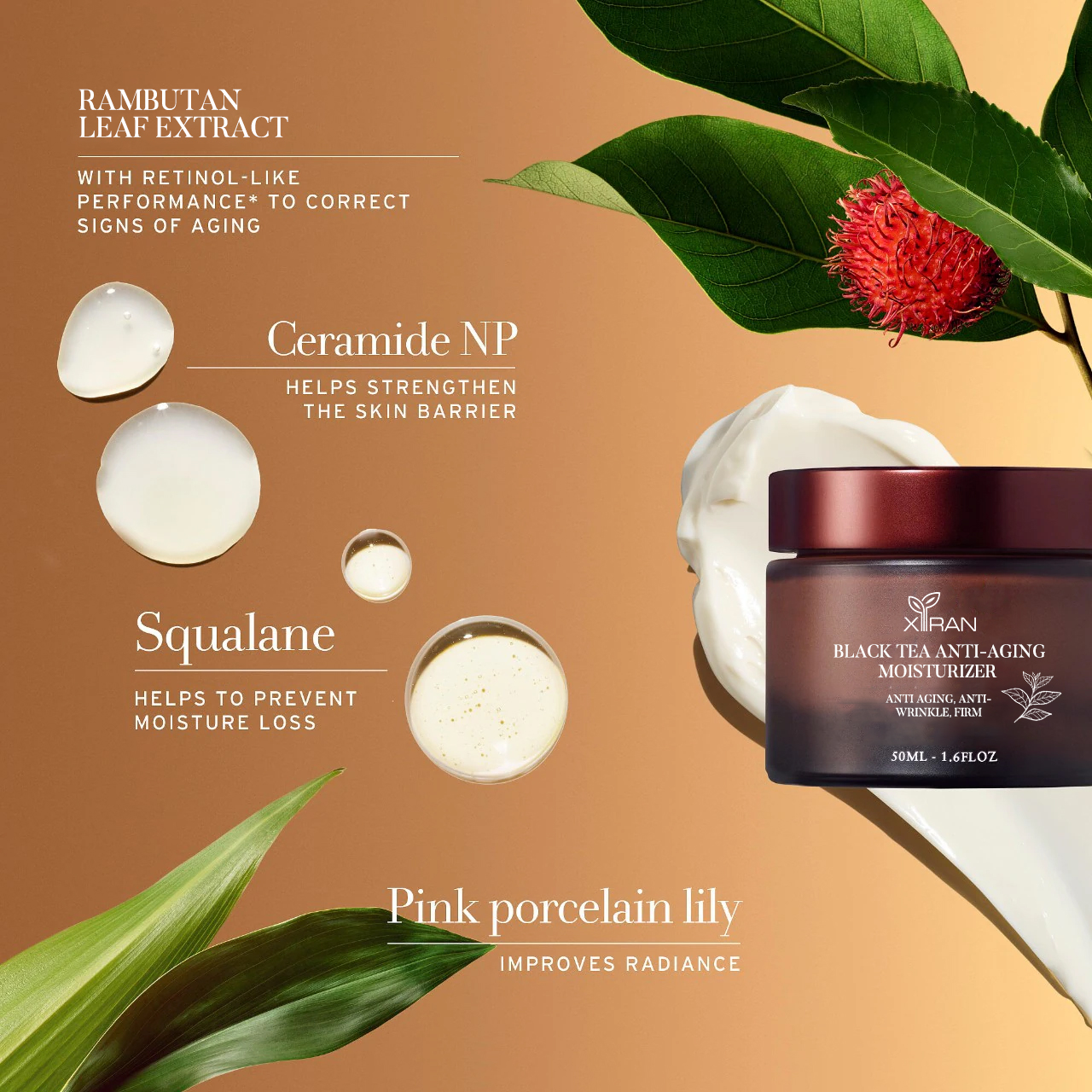 anti-aging cream with antioxidant-rich Black Tea