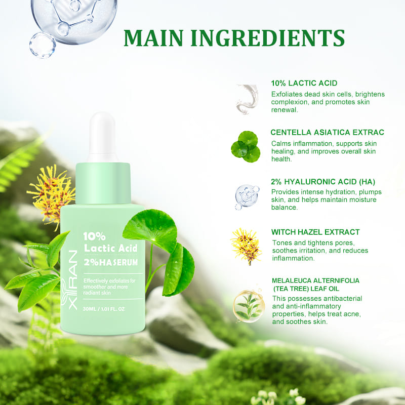 10% lactic acid ＆ 2% ha serum's key ingredients