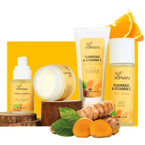 oem odm vitamin c & turmeric skin care set private label for oily skin oil control