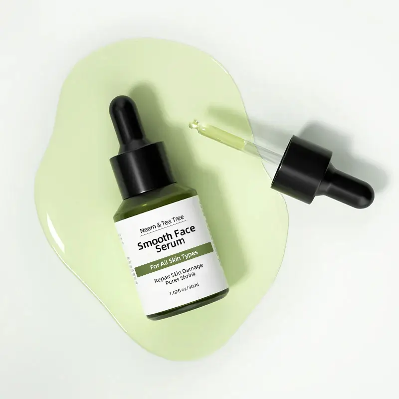 private label 100% natural neem & tea tree face serum for repair skin damage