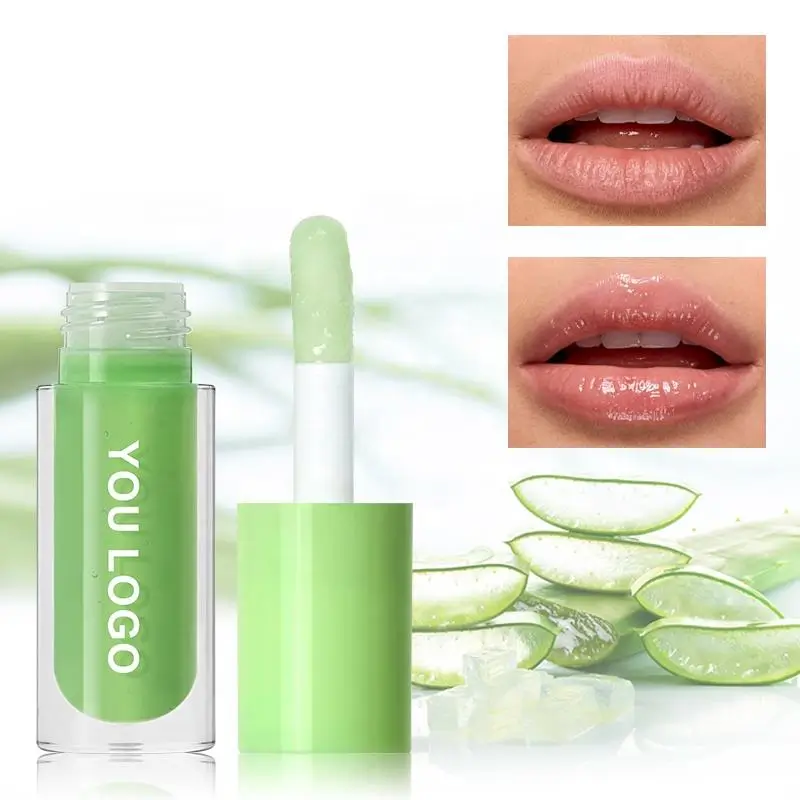 custom logo vegan vera aloe lip care oil non sticky cup vitamin e hydrating lip oil