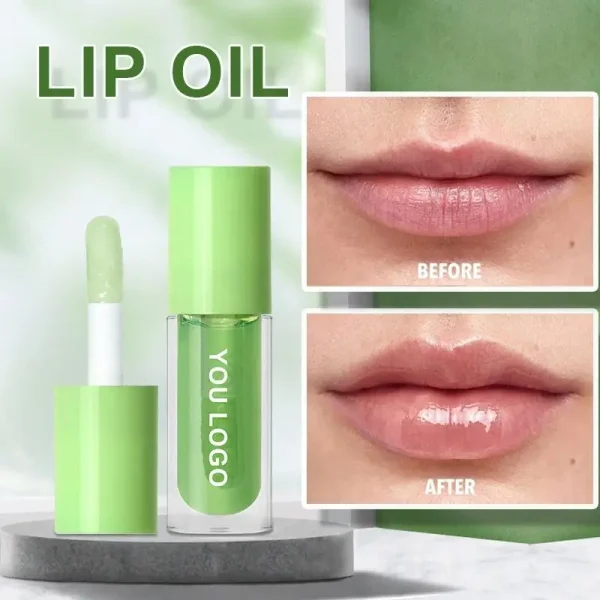 custom logo vegan vera aloe lip care oil non sticky cup vitamin e hydrating lip oil