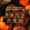 Image showing benefits of a skin-nutrition product with persimmons in the background; highlights No Aluminum, No Alcohol, No Baking Soda, Prebiotic-Friendly, Cruelty-Free, Vegan Formula, Naturally Clean.