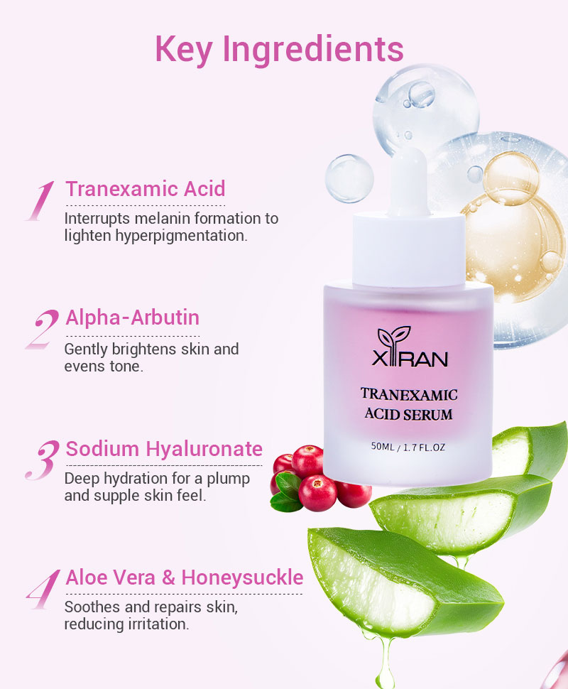 private label tranexamic acid serum pink bottle