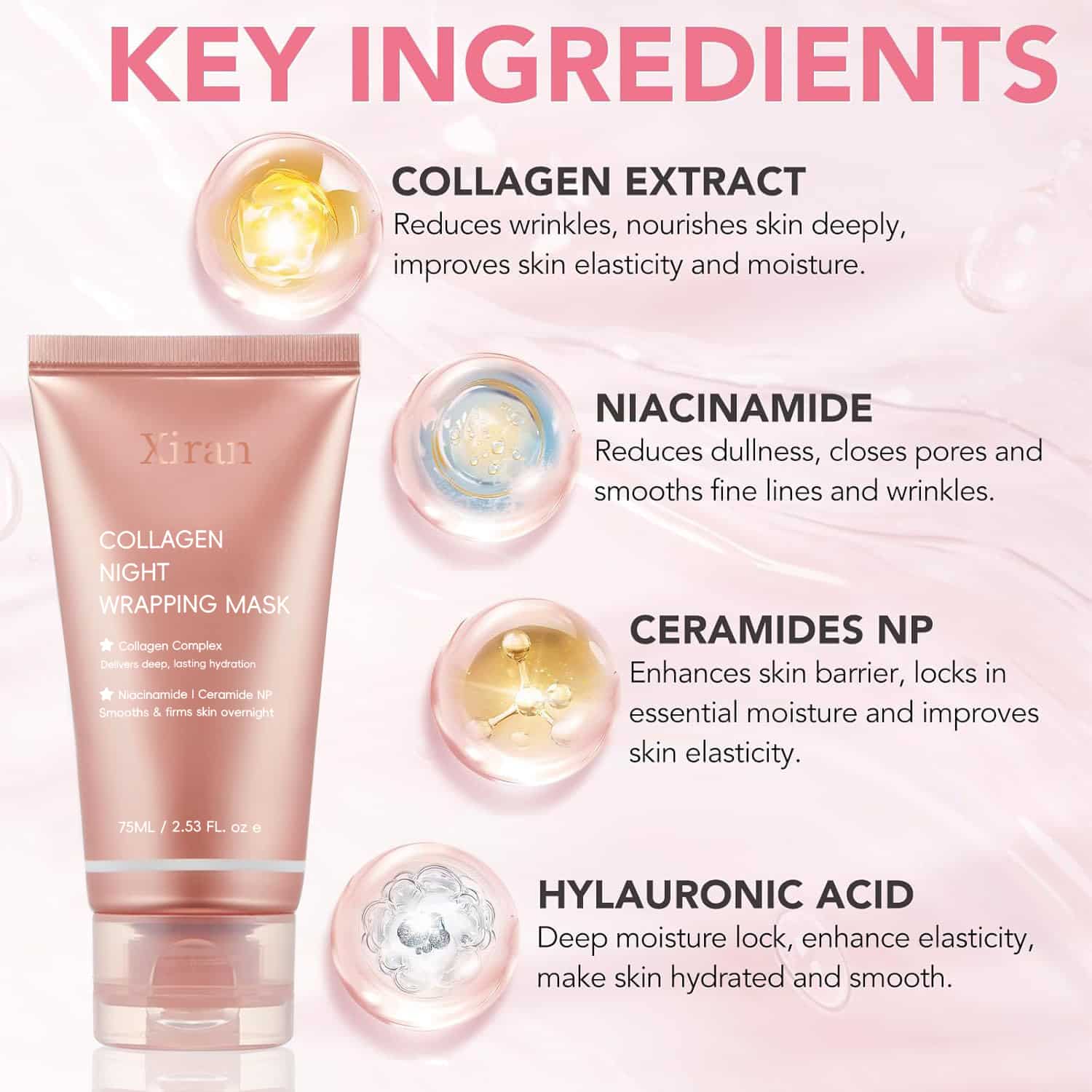 private label collagen night wrapping face mask