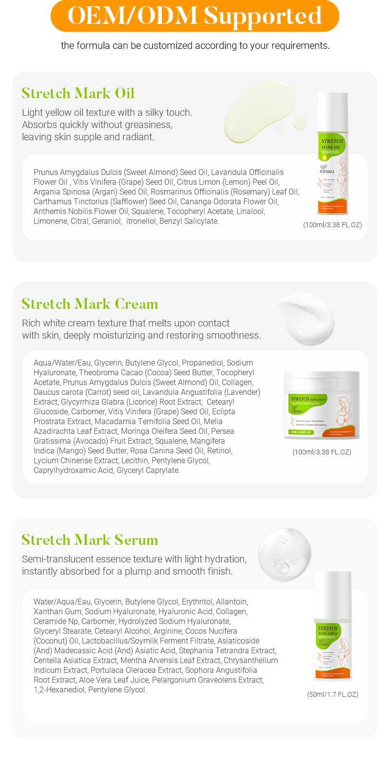 private label stretch mark removal set for pregnancy & postpartum care