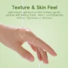 A hand with translucent gel texture dripping over it, demonstrating the lightweight and gentle properties of the skincare product.