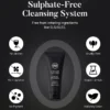 Black tube of energize cleanser surrounded by icons for no alcohol, fragrance, pigment; cruelty-free, vegan, and naturally clean.