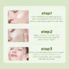 Diagram showing steps for applying skincare: cleansing, applying product, and massaging face until absorbed.