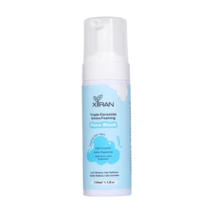 XIRAN Triple-Ceramide Amino Foaming Face Wash bottle with blue label and white cap, 150ml.