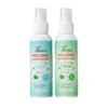 Two Xiran whole body deodorant spray bottles with labels detailing 72-hour protection and aluminum-free formula.
