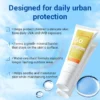 Tube of SPF 50 mineral sunscreen for kids surrounded by water droplets, promoting daily UVA and UVB protection, gentle formula, and water resistance.