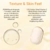 PDRN Repair Ampoule showcasing a water-like serum texture and a freeze-dried Vitamin C tablet emphasizing antioxidant and hydration benefits.