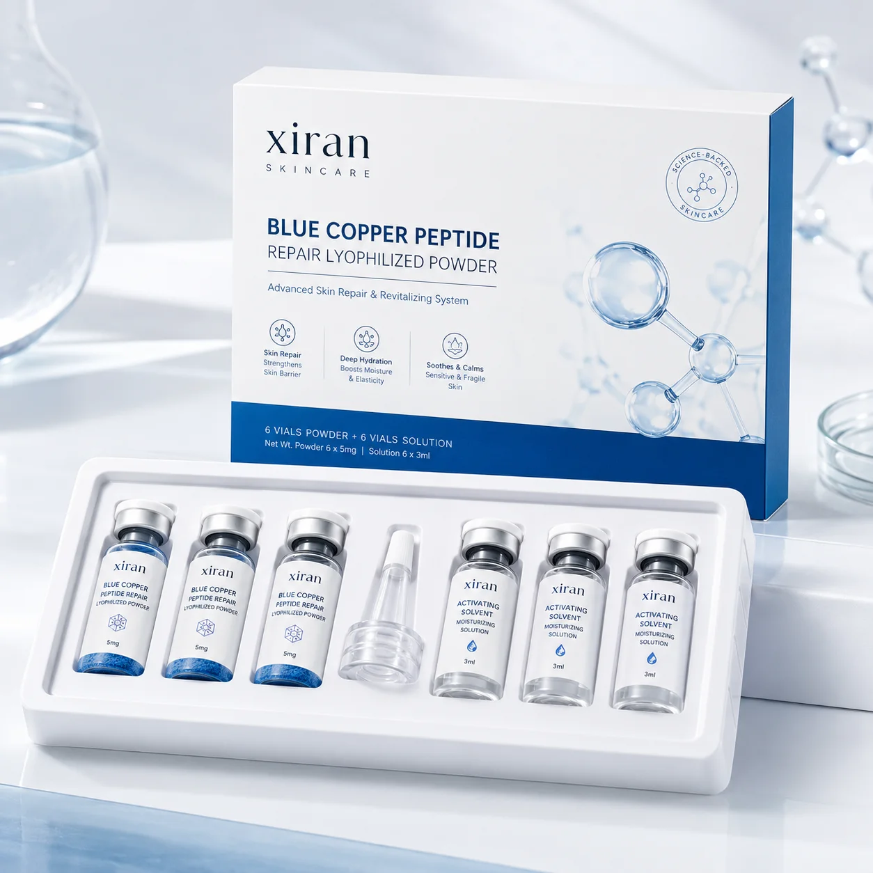 Kit de poudre lyophilisée de peptide de cuivre GHK-Cu 5 % sous marque privée