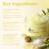 A jar of Xiran CE Jam Body Scrub surrounded by natural ingredients like walnuts, salt, and oils, highlighting its exfoliating and nourishing benefits.