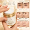 Retinol and collagen face cream container with results comparison showcasing firmer skin, smoother fine lines, and deep hydration.