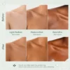 Comparison of skin tone results before and after using a self-tanner for light-medium, medium-dark, and dark-ultra skin tones.