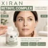 XIRAN Retinyl Complex ad with side-by-side before and after results, featuring a woman showcasing improved skin and glowing texture.