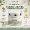 Xiran skincare face cream with key ingredients like jojoba oil, retinyl palmitate, green tea, vitamin E, collagen, and hyaluronic acid for hydration and anti-aging benefits.