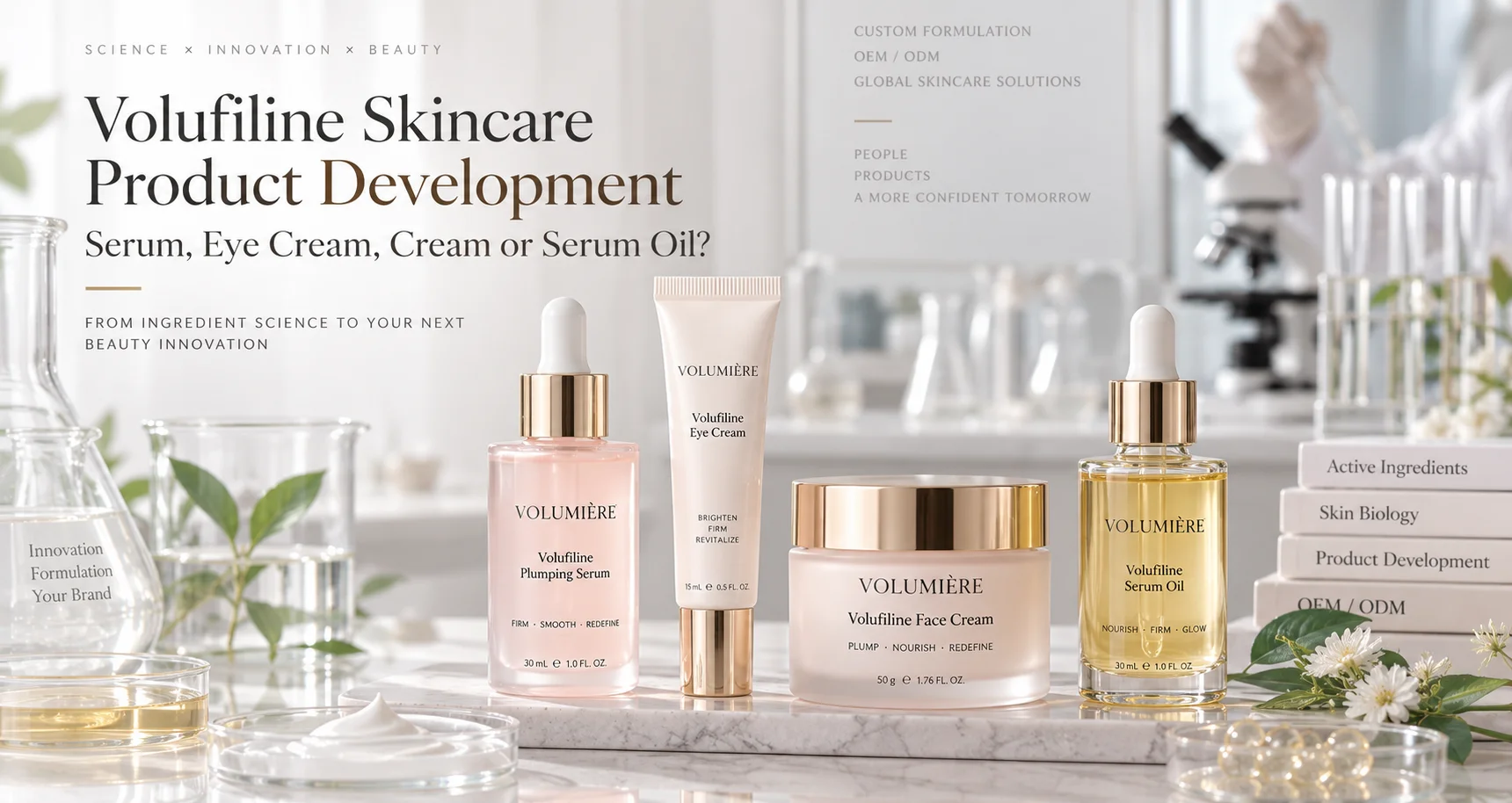 Volufiline Skincare Product Development: Serum, Eye Cream, Cream or Serum Oil?
