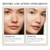 Side-by-side comparison showing a woman's face before and after skincare use. Skin before is dull with visible fine lines; after shows smoother, radiant, and firmer skin.